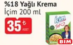 İÇİM %18 YAĞLI KREMA 200 ML fiyat ve kampanya bilgisi